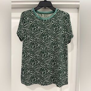 Green and White Patterned Women's Top